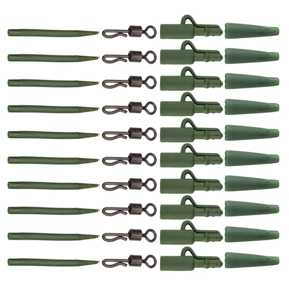 

40PCS/Set Carp Fishing Tackle Accessories Anti-slip Swivel Lead Sleeve Tail Rubber Fishing Accessories Kit (Green)