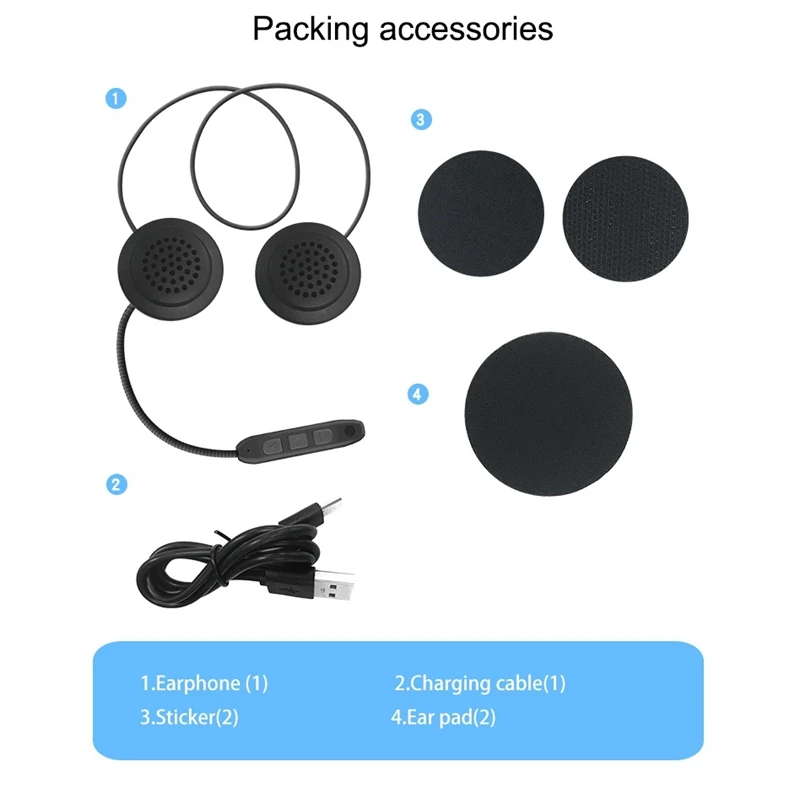 

Motorcycle Bluetooth Helmet Headset Wireless MP3 Music Player Earphones BT 5.0 Stereo Handsfree Headphones