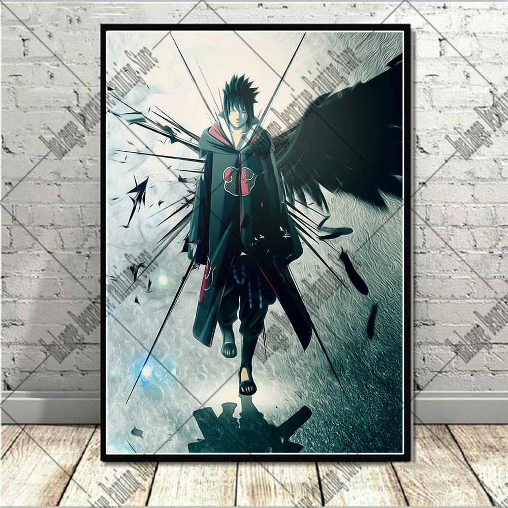Постер с японским Аниме Наруто картина Какаси и Саске для детской комнаты холст