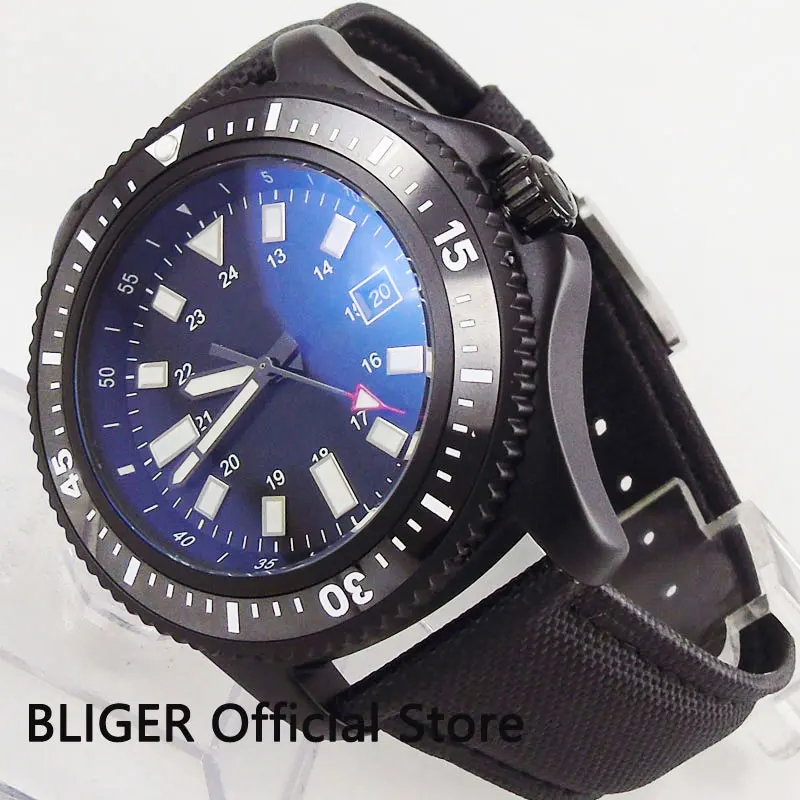 

BLIGER Sport Style 44mm PVD Wristwatch Date Function Rotating Bezel Sterile Dial MIYOTA Movement