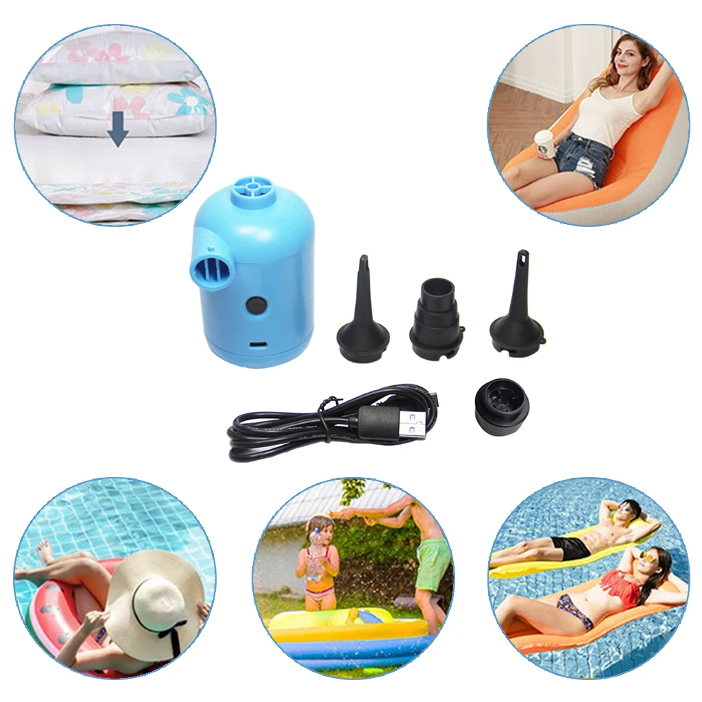 

Электрические воздушные насосы, портативные насосы с 3 насадками для пневматического матраса, плавательных колец, вакуумные мешки для хран...