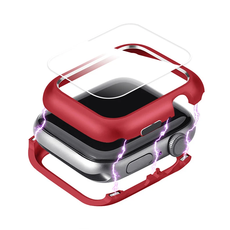 Magnetic cover For Apple Watch case apple watch 5 4 3 44mm/40mm iwatch band 5 42mm/38mm screen protector protective glass - Цвет: red