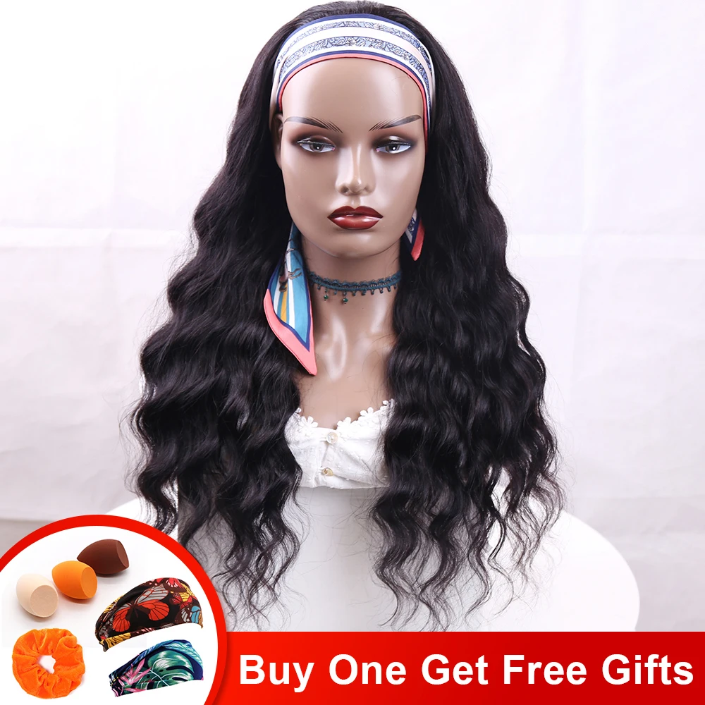 

Hot Selling Loose Deep Headband Wigs Peruvian Human Hair Wig Remy Hair 8 - 28 inches Natural Color For Black Women EMOL