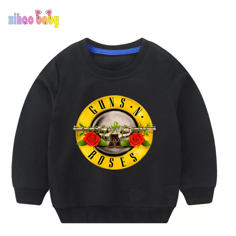 

Boys Girls Sweatshirt Kids Rock Band Gun N Roses Print Cartoon Hoodies Children Autumn Tops Baby Cotton Clothes