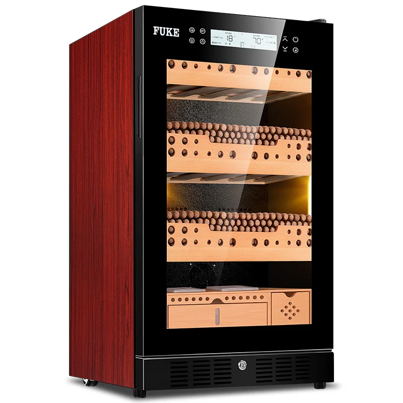 Красный FUKE шкафчик для хранения сигар "humidor" светодиодный светильник Humidor кулер humidor шкаф охладитель сигар FK-28C - Цвет: Красный
