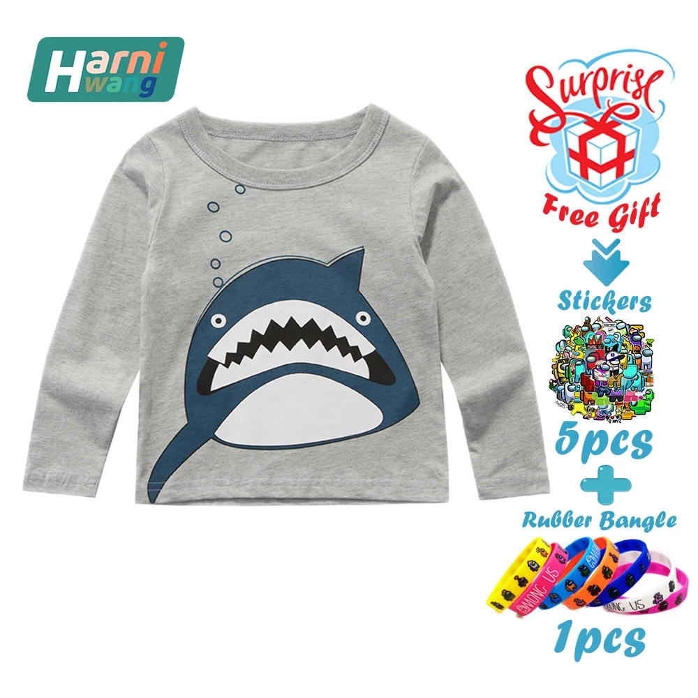

Cotton Children's Long-sleeved Oversized Comfortable Top, Suitable For 2-8 Years Old Baby Activities Free Stickers And Wristband