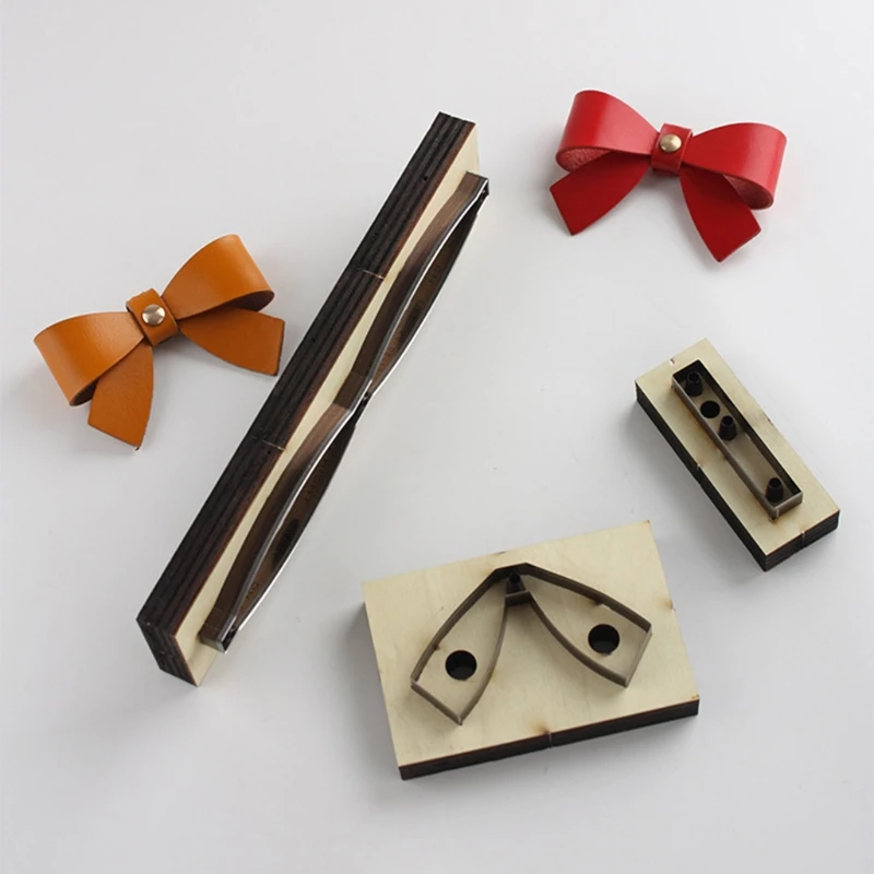 

3Pcs DIY Bowtie Scrapbook Embossing Wooden Die Cutting Leather Mold Bow Shape Cutting Mold Bowknot Leather Crafts Making