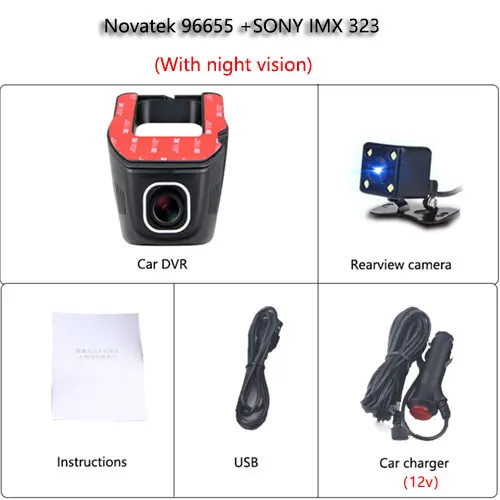 Novatek 96655 Novatek 96655, Автомобильный видеорегистратор, wifi, 1080 P, двойной объектив, автомобильная мини-камера, зеркало заднего вида, ночное видение, регистратор, видеорегистратор, видеокамера - Название цвета: Novatek 96655