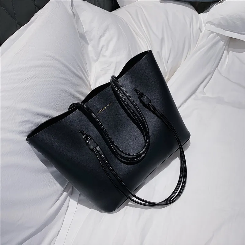 

Однотонная женская сумка из искусственной кожи, роскошные сумки, женские сумки, дизайнерская вместительная сумка на плечо сумки-шопперы дл...