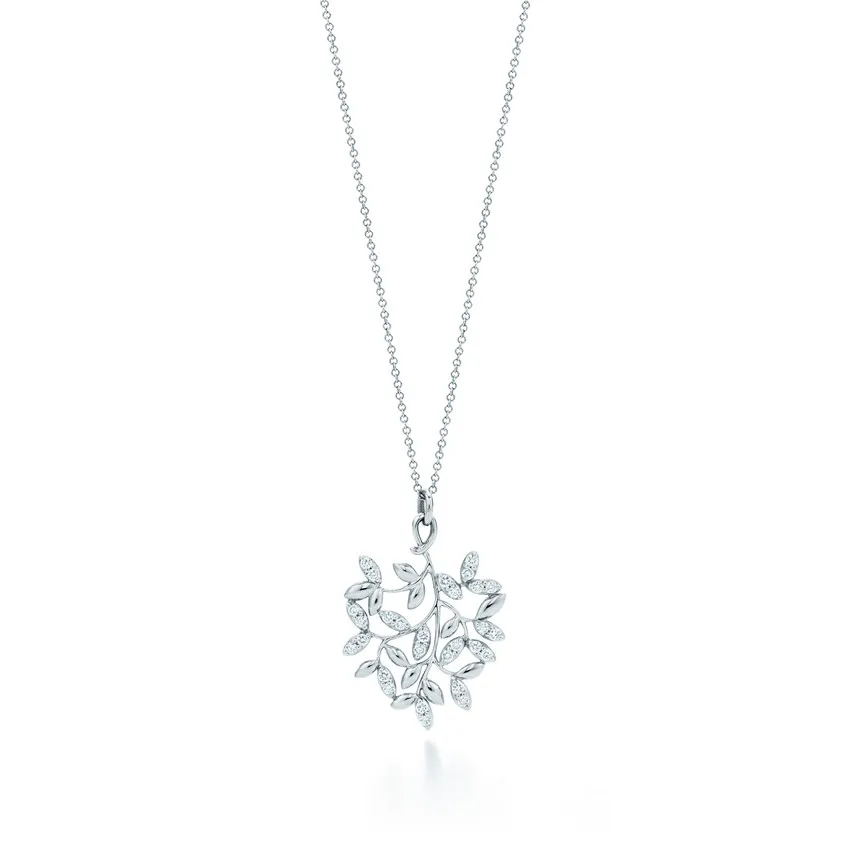 

Fashion classic hot style olive leaves hanging silver necklace
