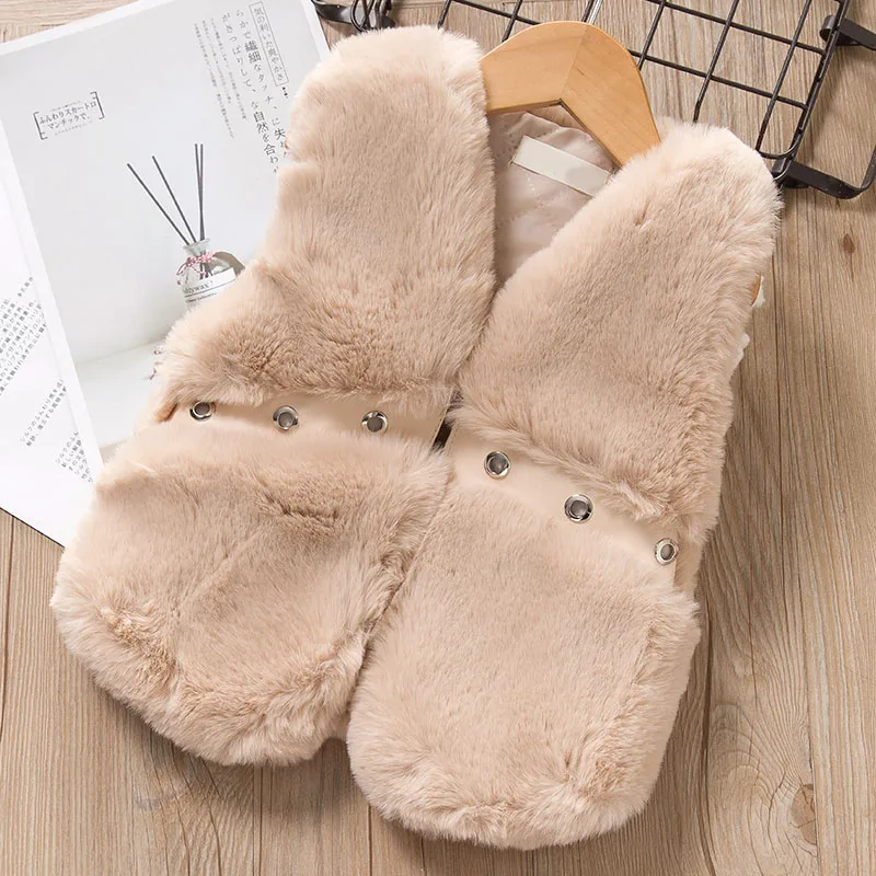 Menoea для девушек детская зимняя одежда плюшевый жилет меховой куртки малышей