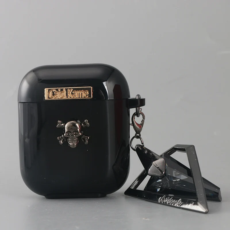 

Новейший крутой черный чехол с черепом, разработанный для Airpods Pro, брелок для мужчин, чехол для беспроводных наушников, персонализированный ...