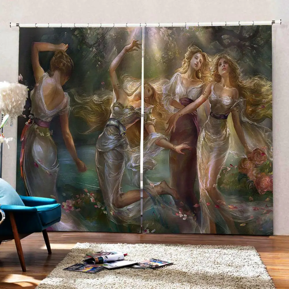 Пользовательские 3d шторы европейские сексуальные картины маслом затемняющие