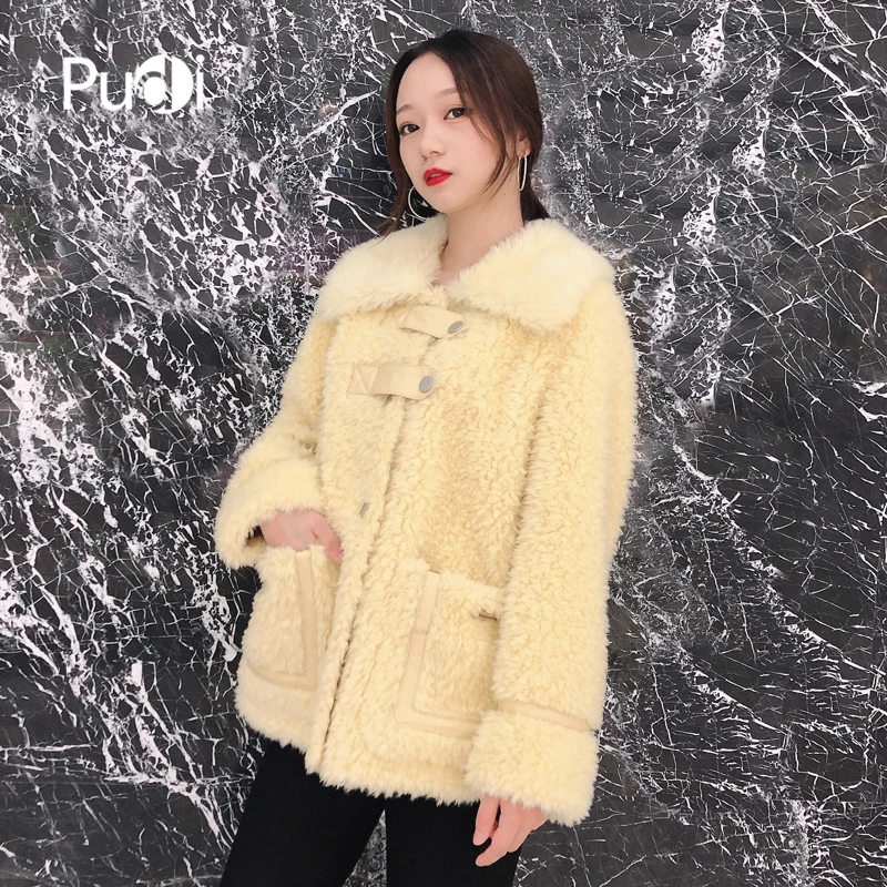 PUDI TX107203 Женская Зимняя яркая натуральная шерсть мех внутри теплая куртка пальто Женская Классическая куртка, пальто