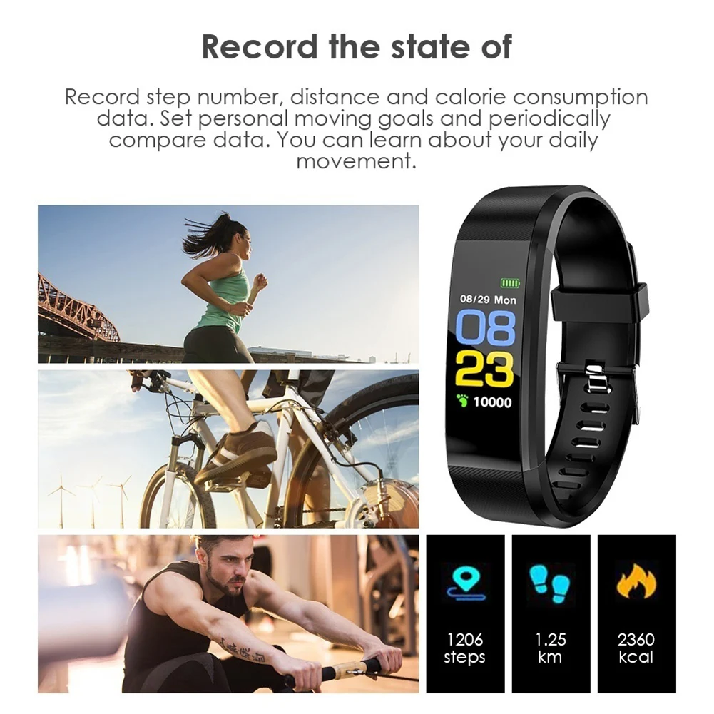 Health Bracelet Heart Rate Blood Pressure Smart Band Fitness Tracke Smartband Wristband for Watch | Электроника