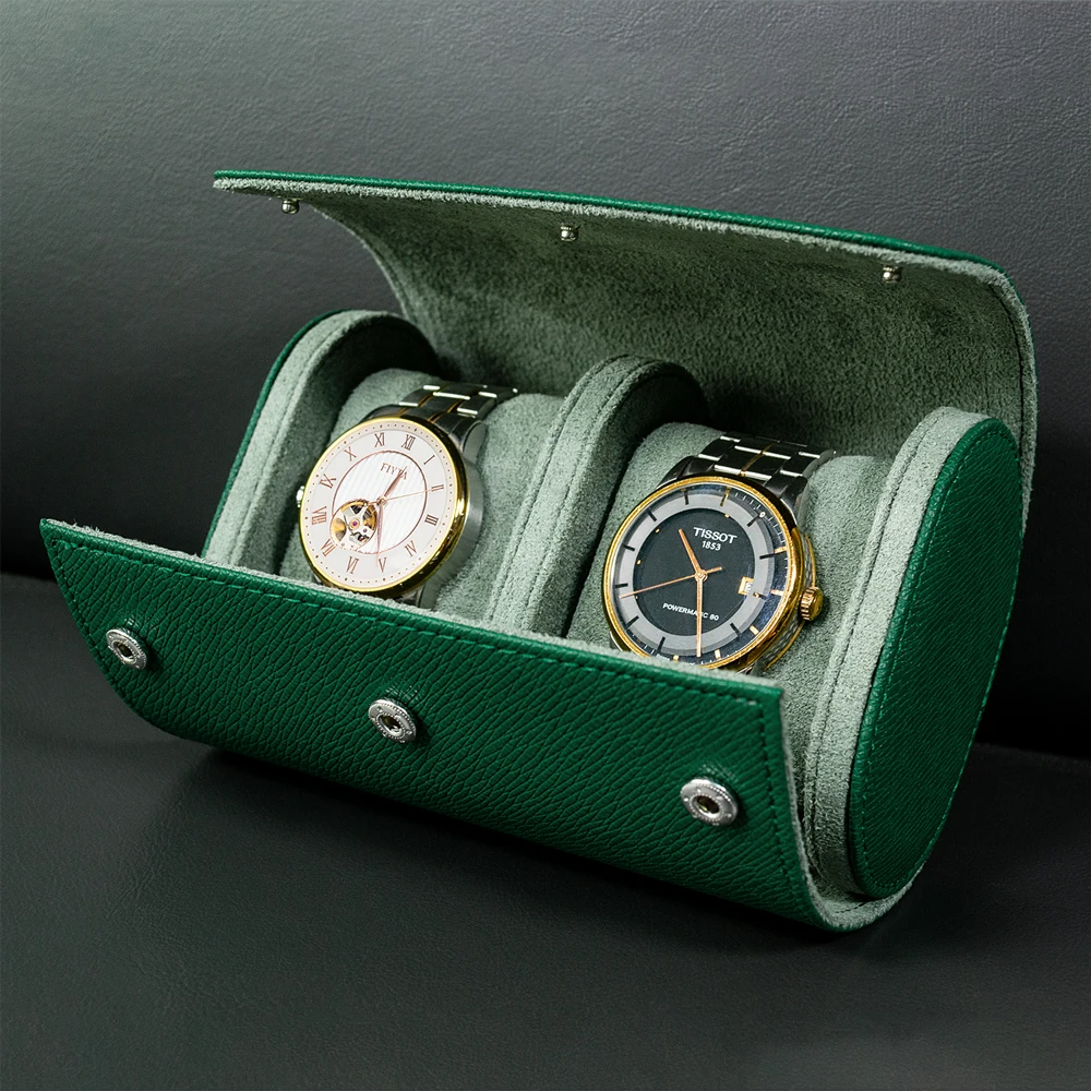 

2 Slots Watch Roll Travel Case Portable Leather Display Watch Storage Box with Slid in Out Watch Organizers Dropshipping