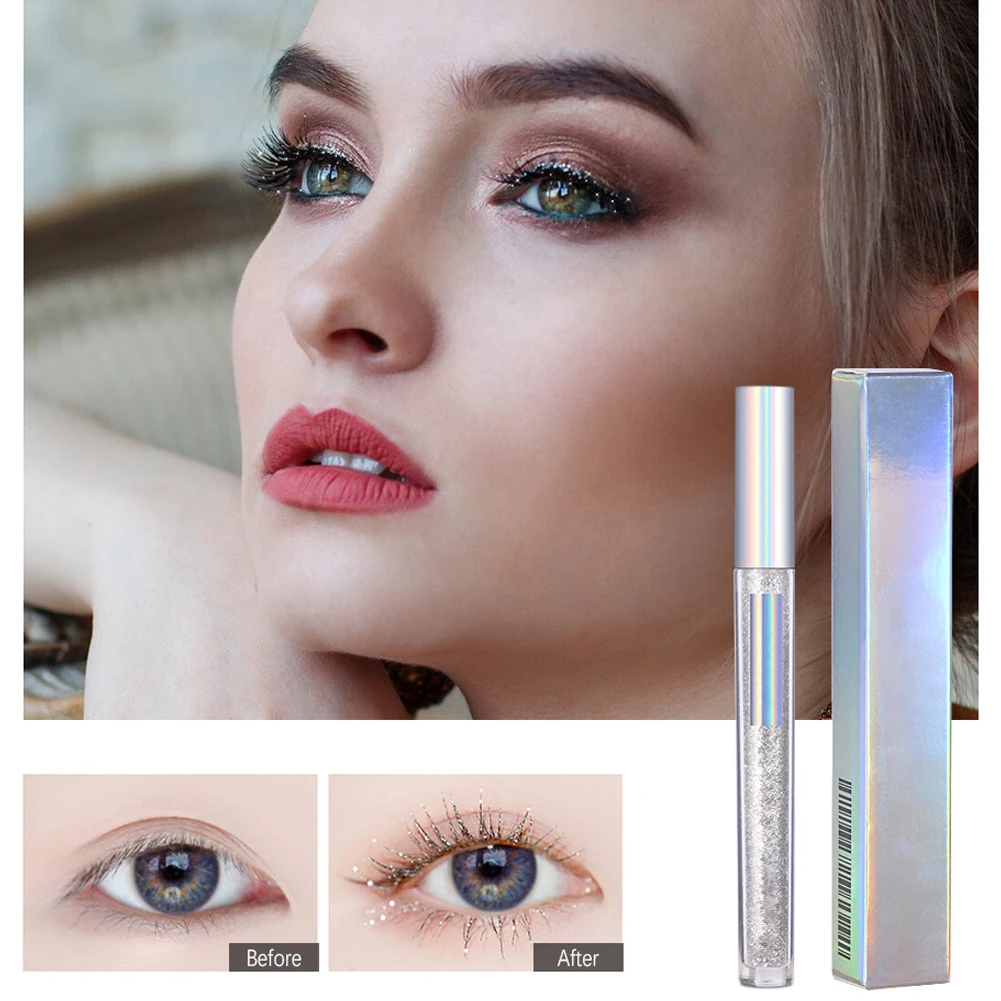 

Diamond Mascara Glitter Waterproof Eyelash Mascara Long Lasting Mascara Silver Glitter Quick Dry For Party Curling Thick Shiny
