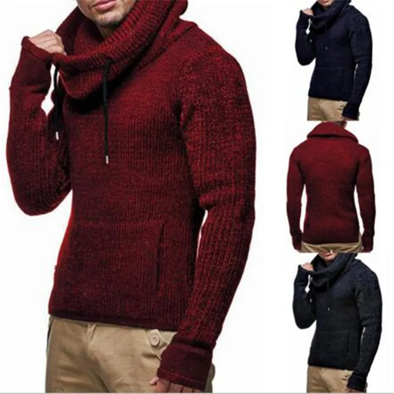 

drawstring big turtleneck men hem irregular knitted sweater mens casual slim large size 3XL pullover sweaters men jersey
