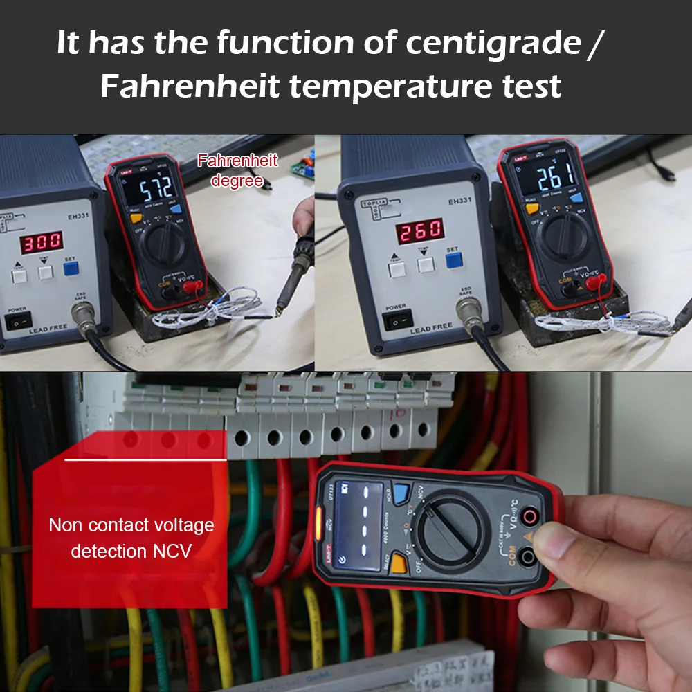 

UNI-T Auto Range Mini Digital Multimeter Temperature Tester UT123 Data Hold AC DC Voltmeter Pocket Voltage Ampere Ohm Meter