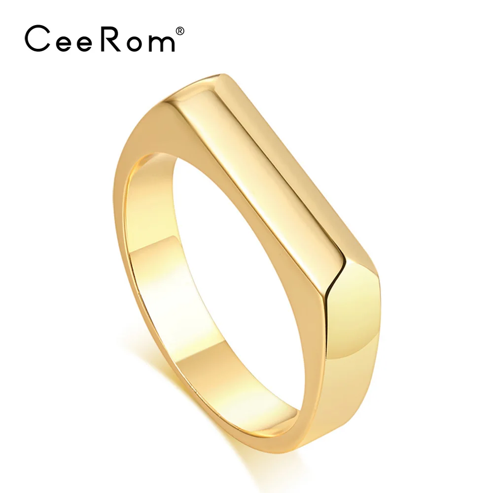 Простое 3D кольцо CeeRom из нержавеющей стали золотого цвета женское