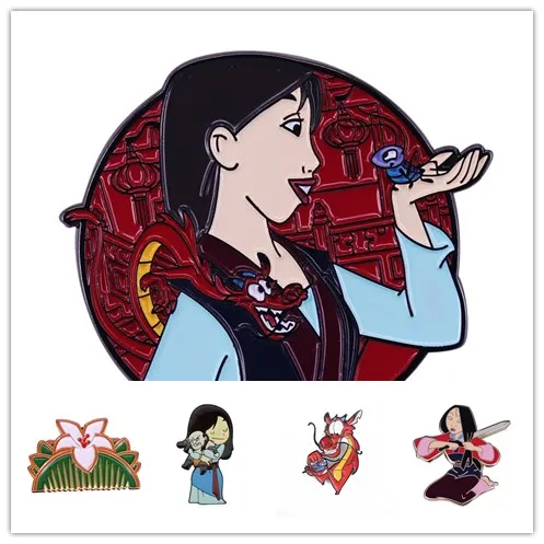 Женская эмалированная брошь HOSENG с персонажем из фильма Мулан Классическая