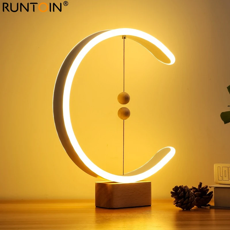 Modern Intelligent Desk Lamp Creative Magnetic Suspension Balance Remote Control Bedroom Decorative Bedside Night Light Gift