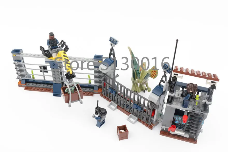 Dilophosaurus Outpost Attack 10923 Юрский Мир серии 389 шт. Парк Юрского периода строительные блоки модель детских игрушек 75931