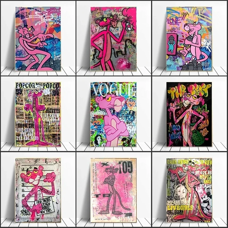 

Настенные постеры Disney с изображением граффити на холсте, картины с изображением Микки Мауса, розовой Пантеры, домашний декор, современные м...