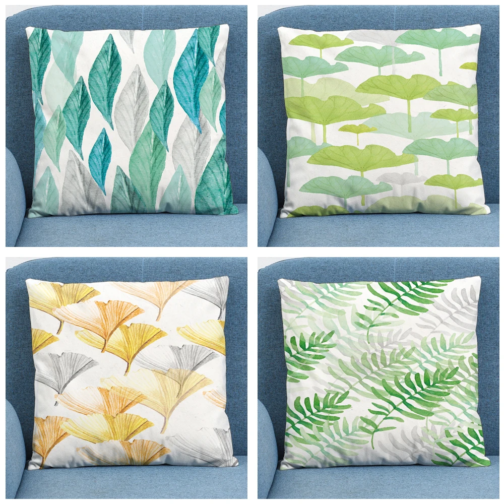 

Flower Geometric Soft Short Plush Cushion Cover Pillow Case for Home Sofa Car Decor Pillowcase Simple Nordic Wind Plant 45X45cm