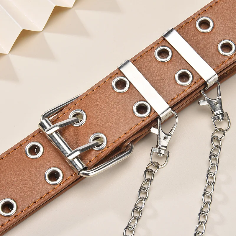 Ремень с металлической пряжкой Женский Модный Регулируемый черный кожаный пояс