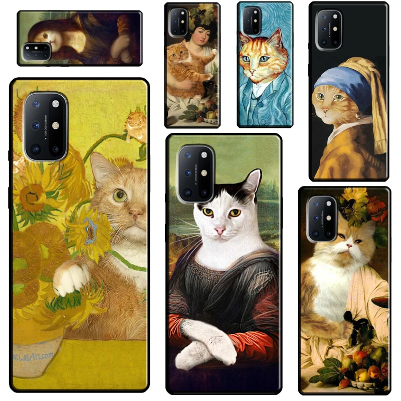 

Funny Cat Art Aesthetics For OnePlus 9 Pro 8 Pro Nord 8T 9R Case Cover For Realme 8 Pro 6 7 Q3 Pro GT C21 C11 C3