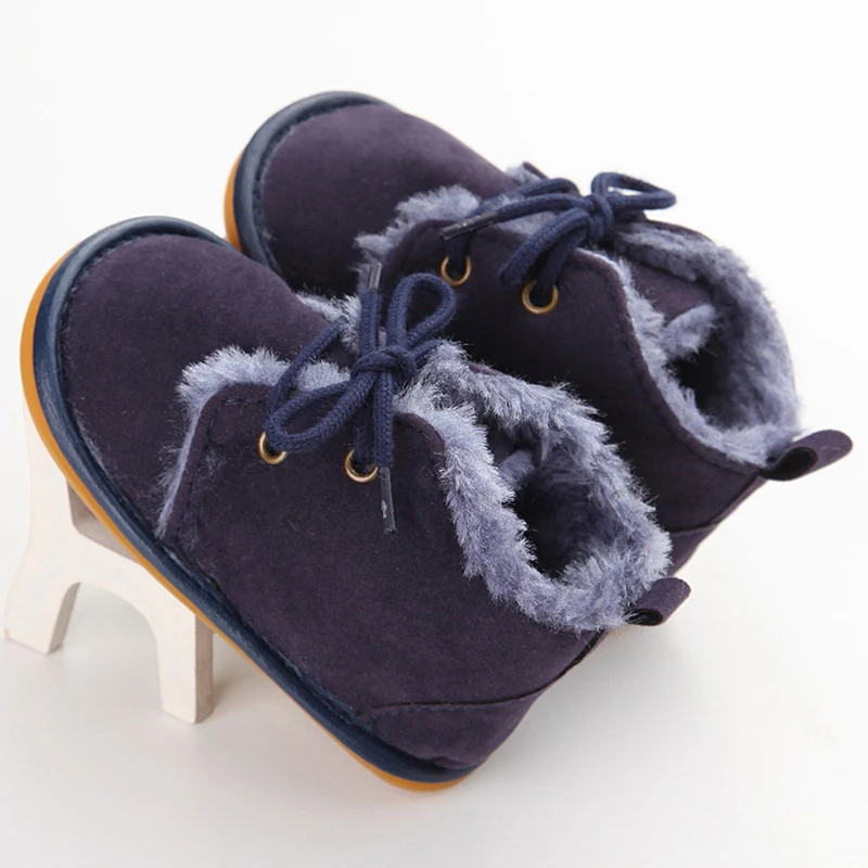 

2021 Baby First Walkers Newborn Infant Toddler Baby Boys Snow Booties Fur Boots Winter Warm little Kids Strappy Shoes 0-18M