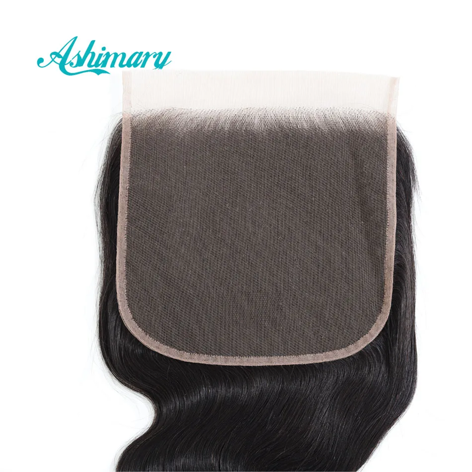 Ashimary бразильские объемные волны 7x7 закрытие шнурка Remy человеческие волосы 8-20