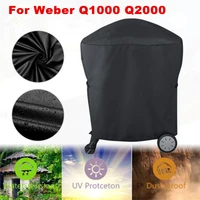 54x76x69cm 210d black waterproof bbq cover barbeque rolling cart grill cover for weber q1000 q2000 series protector