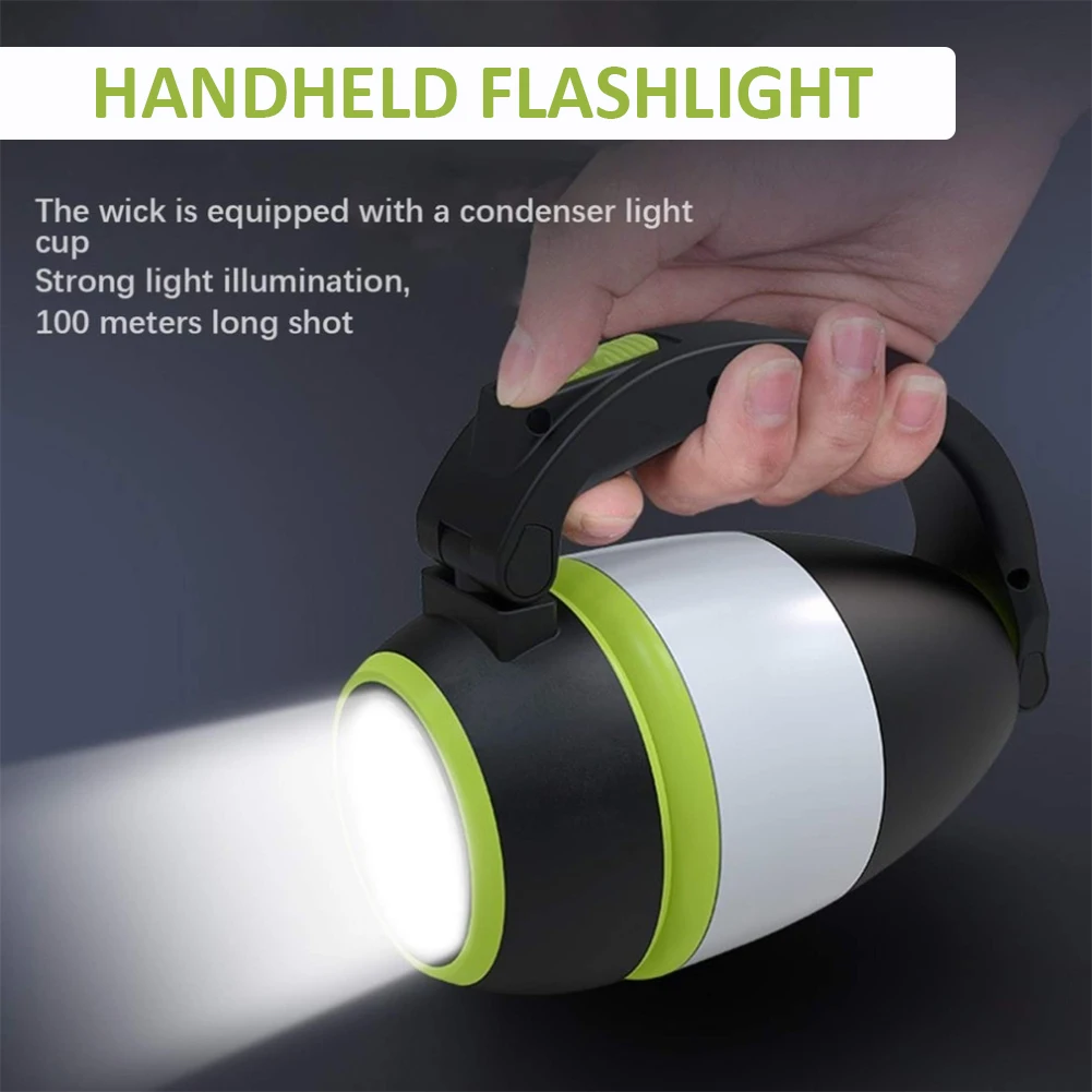 

LED Portable Lamp Handheld Camping Light Waterproof Torch Multifunctional USB Rechargeable for Camping Fishing Blue Black Pink