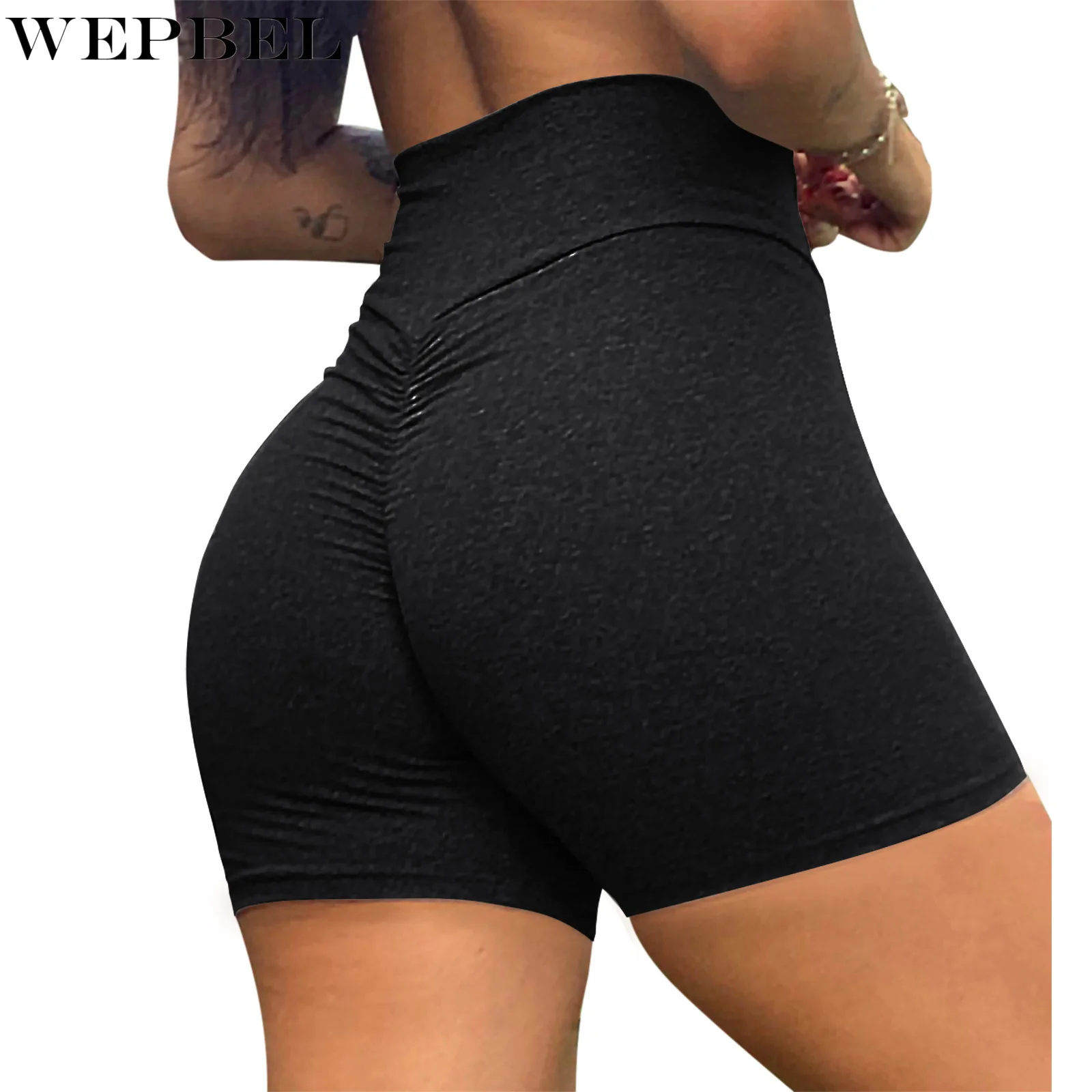 

WEPBEL Slim Fit Shorts Women's Casual Solid Color Pleated Shorts Summer Fashion High Waist Stretch Sports Straight Shorts