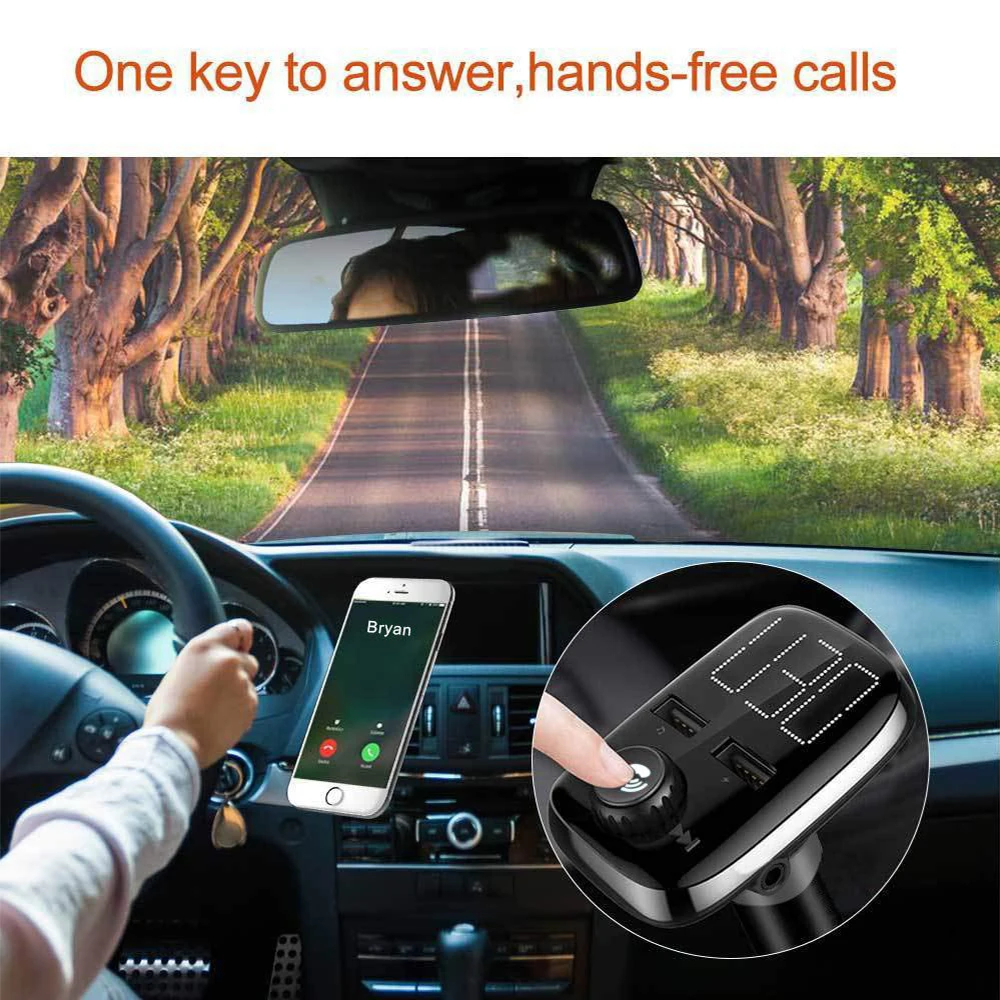 Беспроводное зарядное устройство в автомобиле Bluetooth fm-передатчик радио адаптер автомобильный комплект поддерживает TF/SD карты для всех смартфонов аудиоплееров