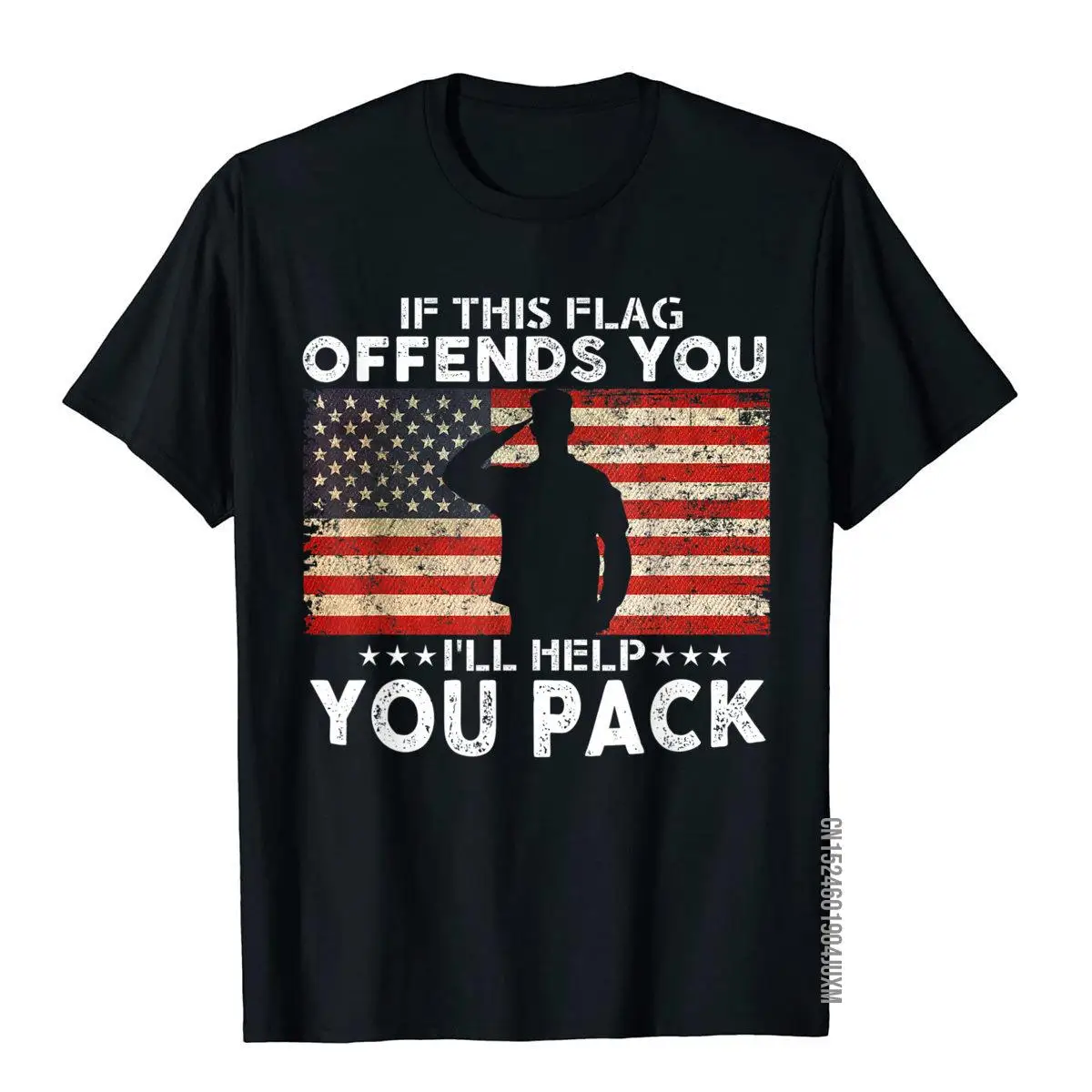 

If This Flag Offends You I'll Help You Pack US Flag T-Shirt T-Shirt Top T-Shirts Plain Cotton Tops Shirts Leisure For Men