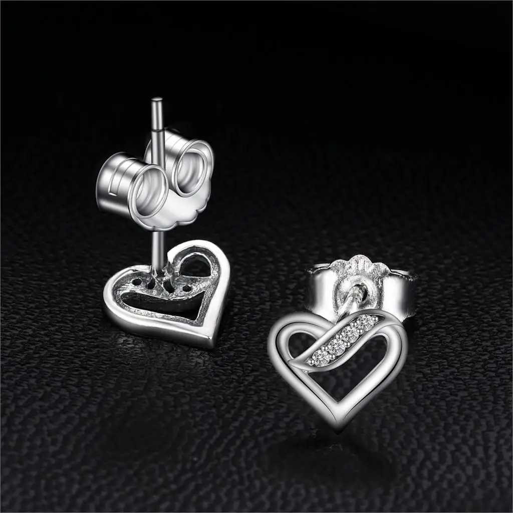 JewelryPalace 925 Sterling Silver Earrings Stud Infinity Love Heart CZ Wedding Engagement Promise Jewelry Gifts New | Украшения и