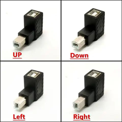 Переходник USB TYPE B «папа»-«мама» под прямым углом 90 градусов вверх и вниз, «левый и правый» адаптер USB 2,0