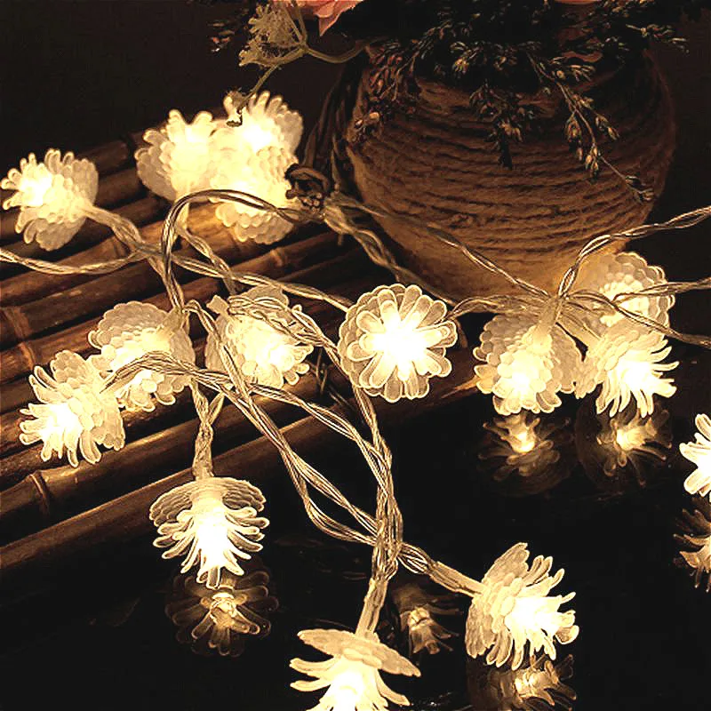 Pine cone LED Fairy String Lights 2M/5M/10M Battery Operated Christmas Garland light for Holiday Wedding Party Home Decorative | Лампы и