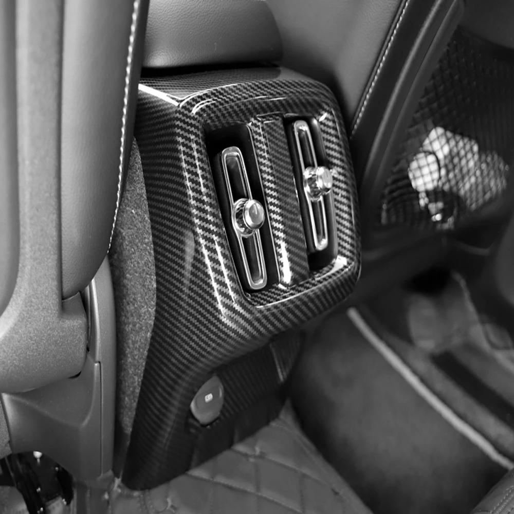 

Для Volvo XC40 XC 40 2019 2020 углеродного волокна Стиль заднего сиденья Крышка вентиляционного отверстия кондиционера накладка Противоударная Панель аксессуары