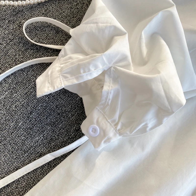 Женская рубашка с рукавом креветка белая на осень и весну женские рубашки