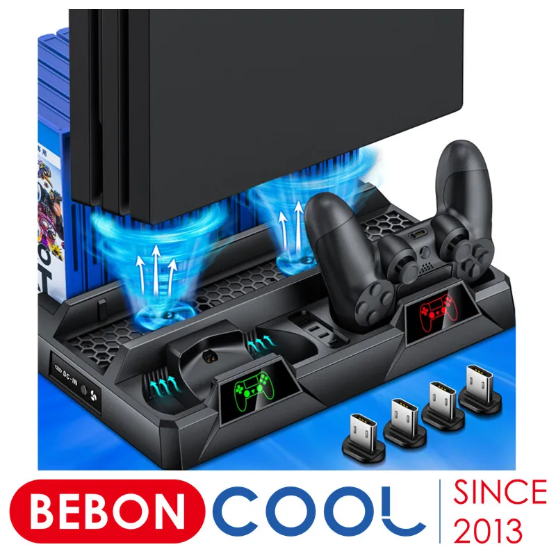 Подставка вертикальная для консоли PS4/PS4 Slim/PS4 Pro охлаждающий вентилятор зарядная
