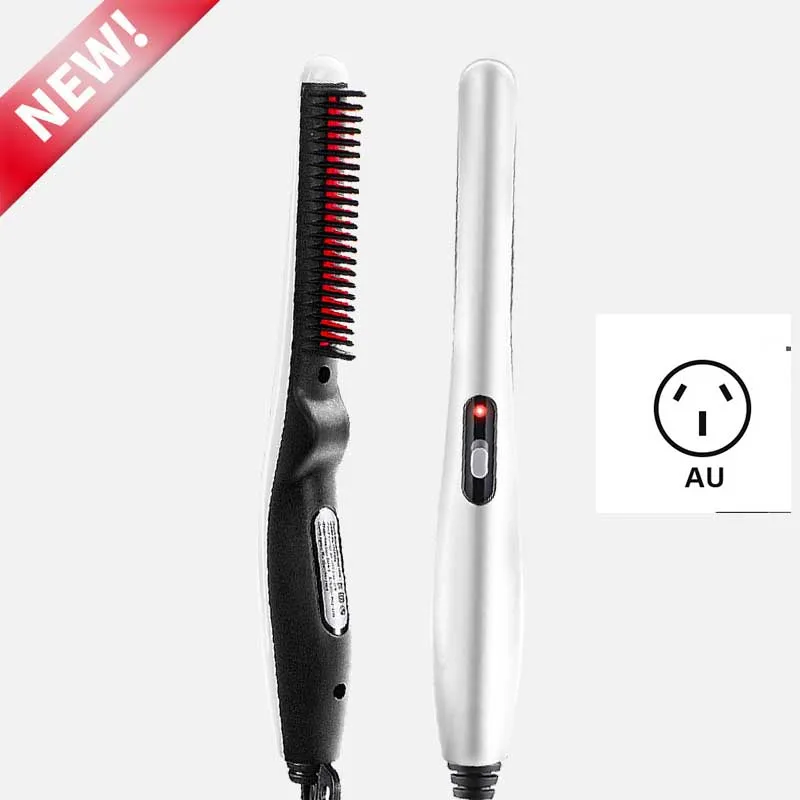 style 2 au plug Расческа расческа для волос beard straightener beard comb hair brush для бороды расческа для бороды comb hair comb гребень для волос расчёска для бороды мужские аксессуары расческа мужская выпрямитель для бороды VIP - Цвет: style 2 au plug