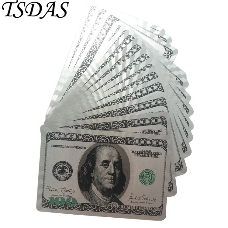 Цветные идентичные серебряные игральные карты с серебряным листом дизайн