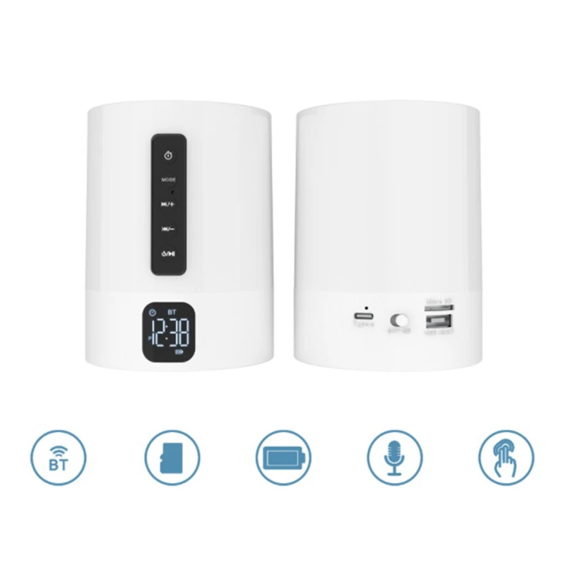 Bluetooth колонка с ночным светильник ением и будильником Беспроводная поддержка USB