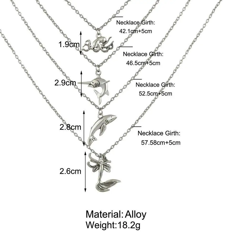 Creative Dolphin Mermaid Pendant Unisex Retro Multi-layer Necklace Sweater Chain Decoration Accessories | Украшения и аксессуары