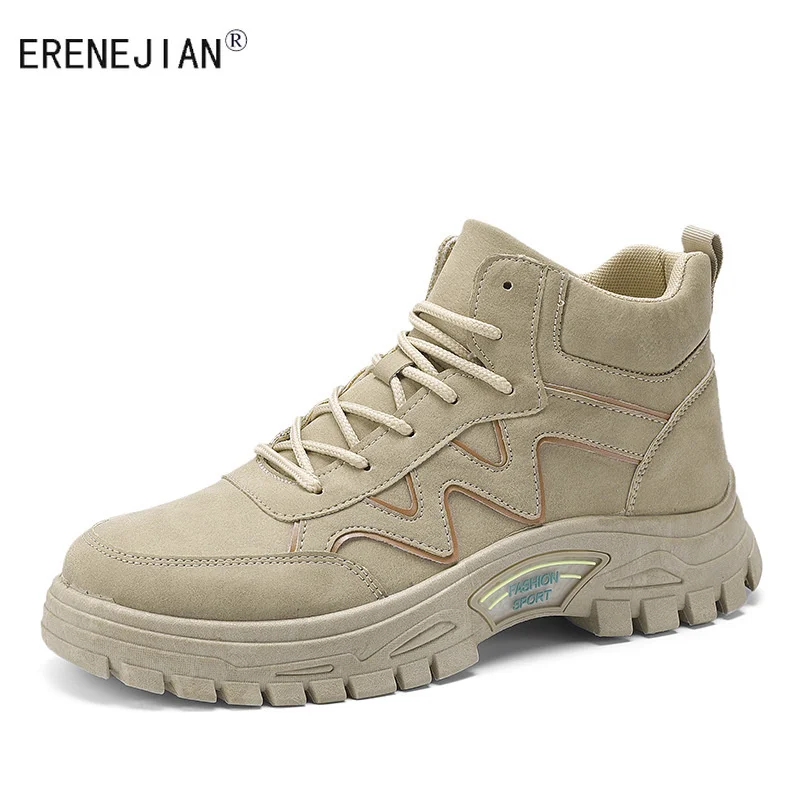 

ERENEJIAN Men's Outdoor Tactical Ankle Boots Army Combat Desert Botas Swat High Top Shoes Work Safety Footwear Sapatos Hombre