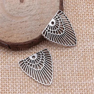 

10pcs 21*22mm Jewelry Findings Handmade Craft Hollow Earrings Pendant Charms Antique Silver Color